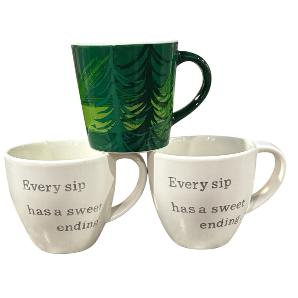 3 Starbucks Espresso Demitasse Cups 2 Every Sip Has A Sweet Ending & 1 Green